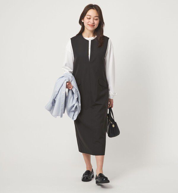 UNITED ARROWS green label relaxing「［size SHORTあり］リネンライク キーネック ジャンパースカート」|ジャンパースカート|