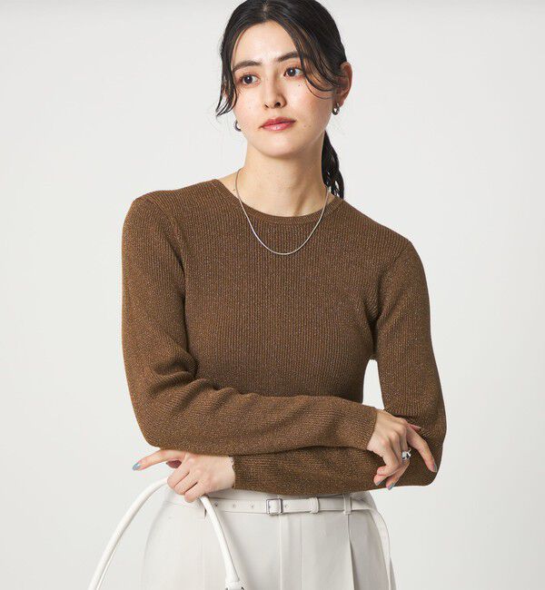 UNITED ARROWS green label relaxing「ラメ リブ クルーネック ニット プルオーバー」|ニット・セーター|MD.BROWN
