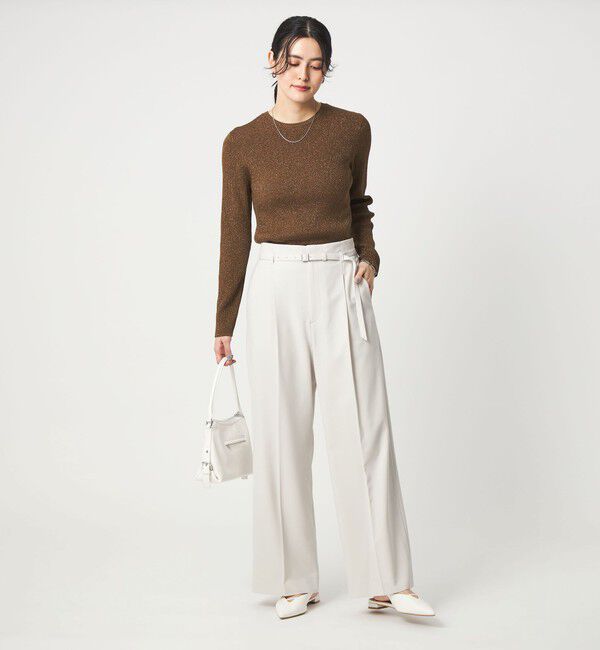 UNITED ARROWS green label relaxing「ラメ リブ クルーネック ニット プルオーバー」|ニット・セーター|