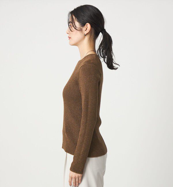 UNITED ARROWS green label relaxing「ラメ リブ クルーネック ニット プルオーバー」|ニット・セーター|