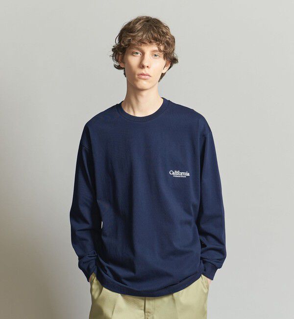 California General Store「＜CGS.＞オーガニック コットン ロングスリーブ ロゴ Tシャツ」|Tシャツ・カットソー|NAVY