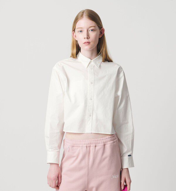 NICE WEATHER「＜NICE WEATHER＞ロゴ クロップド シャツ」|シャツ・ブラウス|WHITE