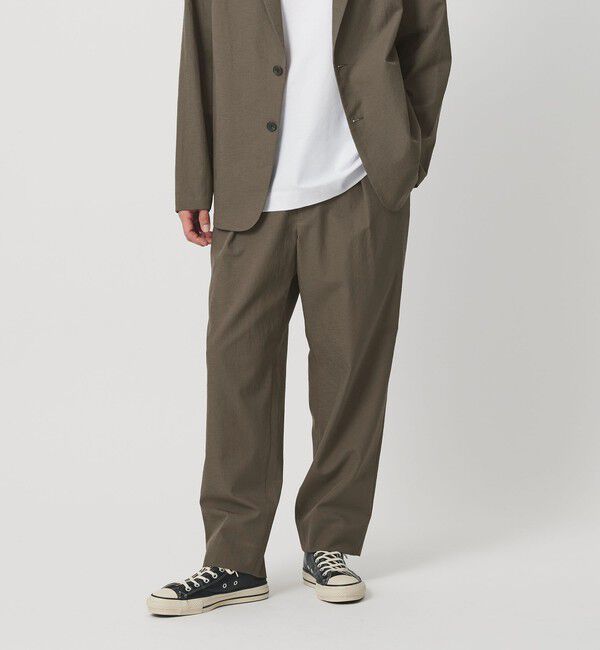 BEAUTY&YOUTH UNITED ARROWS「KOMATSU PACK 1プリーツ イージー ワイド テーパード パンツ NO.9 セットアップ対応 撥水 ウォッシャブル」|チノ|