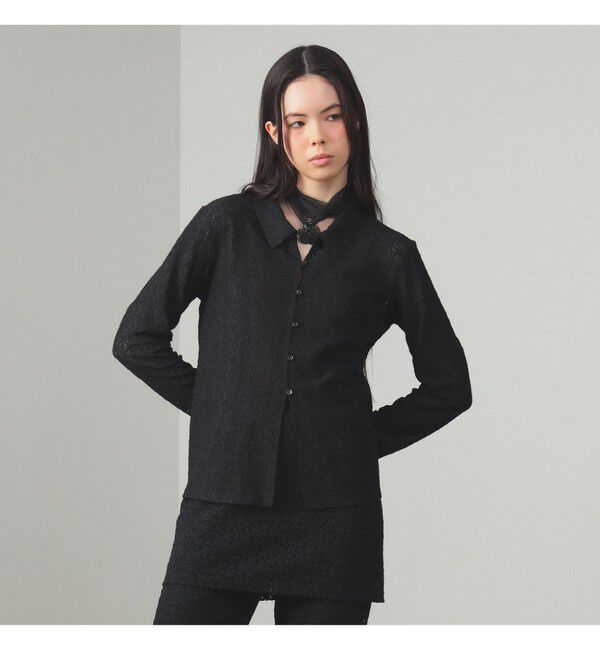 Ray BEAMS 「起毛 レース シャツ」|シャツ・ブラウス|BLACK