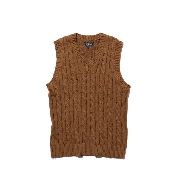 BEAMS PLUS「V-Neck Vest Cable」|ニット・セーター|BROWN