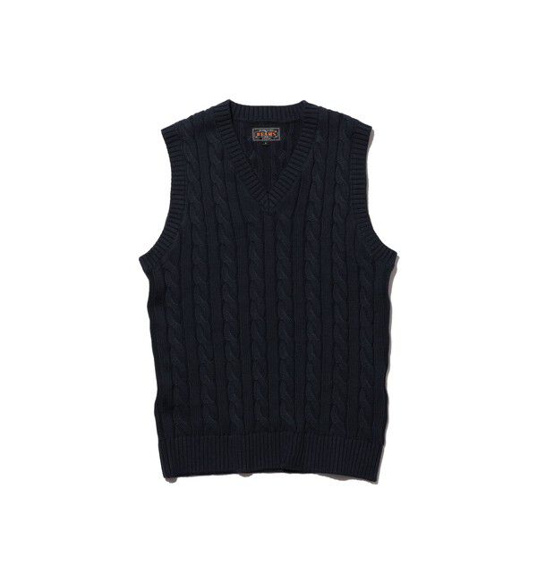 BEAMS PLUS「V-Neck Vest Cable」|ニット・セーター|NAVY
