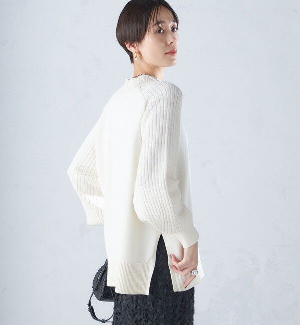 SHIPS for women「〈手洗い可能〉マーセライズ コットン 編地 切替 プルオーバー 24SS ◇」|ニット・セーター|