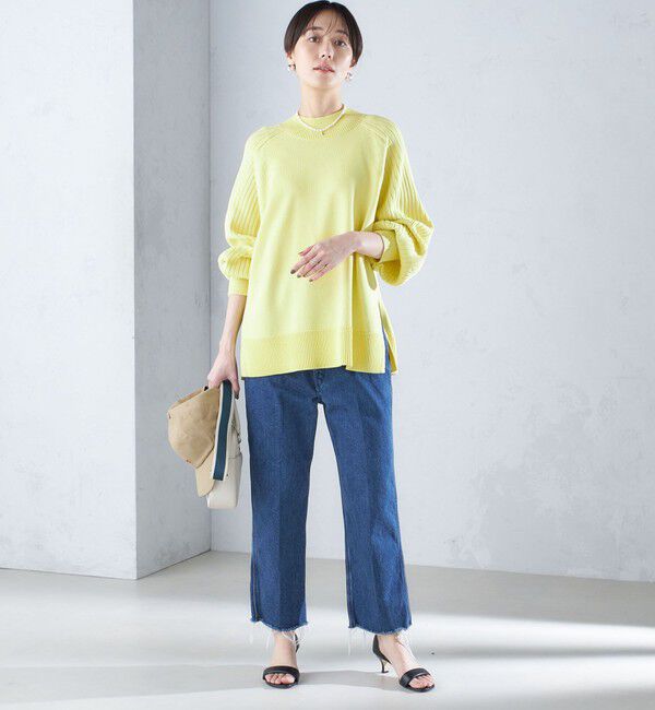 SHIPS for women「〈手洗い可能〉マーセライズ コットン 編地 切替 プルオーバー 24SS ◇」|ニット・セーター|