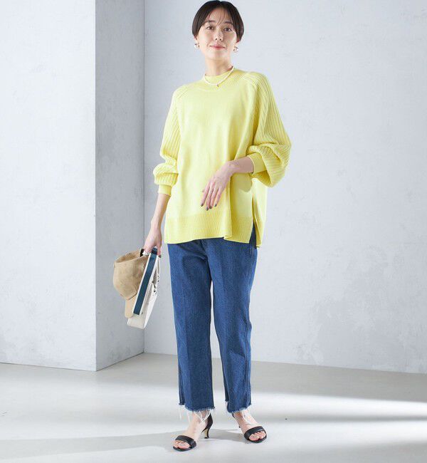 SHIPS for women「〈手洗い可能〉マーセライズ コットン 編地 切替 プルオーバー 24SS ◇」|ニット・セーター|