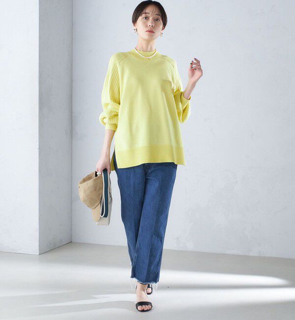 SHIPS for women「〈手洗い可能〉マーセライズ コットン 編地 切替 プルオーバー 24SS ◇」|ニット・セーター|