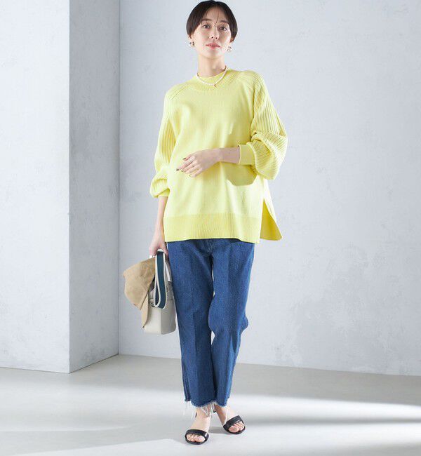 SHIPS for women「〈手洗い可能〉マーセライズ コットン 編地 切替 プルオーバー 24SS ◇」|ニット・セーター|