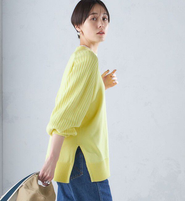 SHIPS for women「〈手洗い可能〉マーセライズ コットン 編地 切替 プルオーバー 24SS ◇」|ニット・セーター|