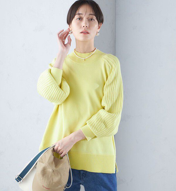 SHIPS for women「〈手洗い可能〉マーセライズ コットン 編地 切替 プルオーバー 24SS ◇」|ニット・セーター|