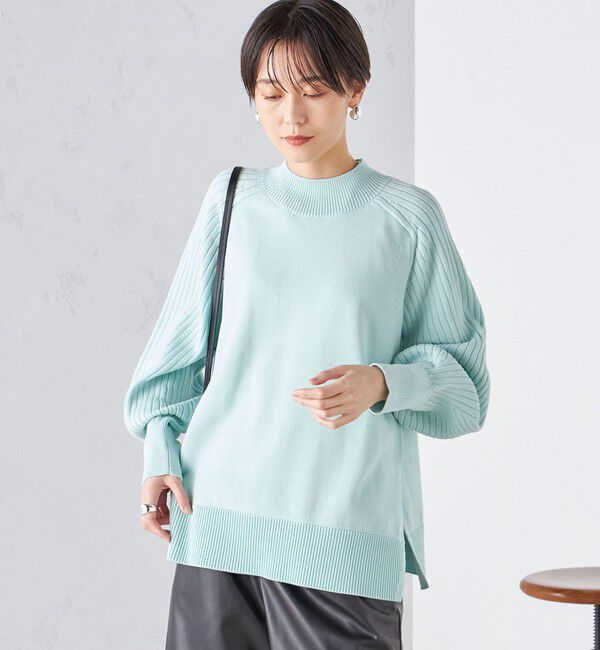 SHIPS for women「〈手洗い可能〉マーセライズ コットン 編地 切替 プルオーバー 24SS ◇」|ニット・セーター|