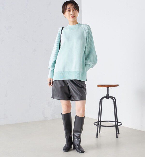 SHIPS for women「〈手洗い可能〉マーセライズ コットン 編地 切替 プルオーバー 24SS ◇」|ニット・セーター|