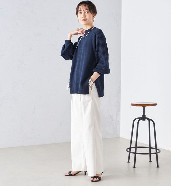 SHIPS for women「〈手洗い可能〉マーセライズ コットン 編地 切替 プルオーバー 24SS ◇」|ニット・セーター|