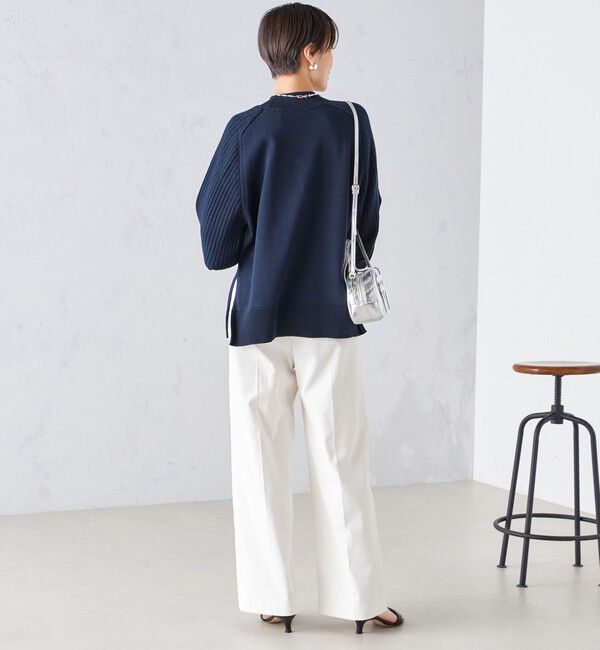 SHIPS for women「〈手洗い可能〉マーセライズ コットン 編地 切替 プルオーバー 24SS ◇」|ニット・セーター|