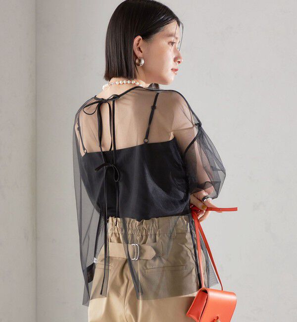 SHIPS for women「〈手洗い可能〉ソフト チュール 袖 ボリューム 2WAY ブラウス◇」|シャツ・ブラウス|