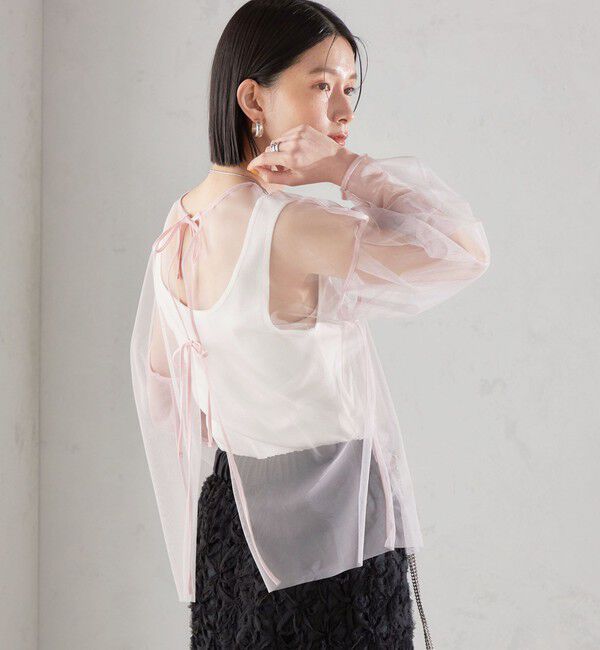 SHIPS for women「〈手洗い可能〉ソフト チュール 袖 ボリューム 2WAY ブラウス◇」|シャツ・ブラウス|