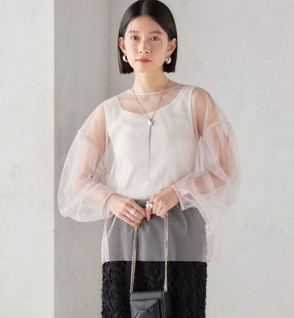 SHIPS for women「〈手洗い可能〉ソフト チュール 袖 ボリューム 2WAY ブラウス◇」|シャツ・ブラウス|