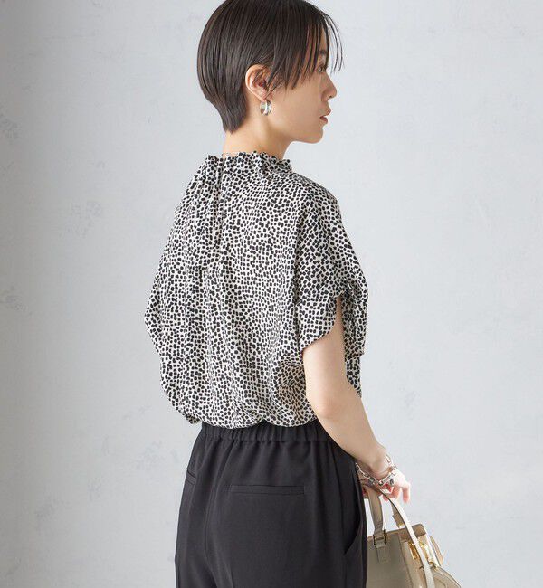 SHIPS for women「〈手洗い可能〉ネック ギャザー プリント ドルマン ブラウス」|シャツ・ブラウス|