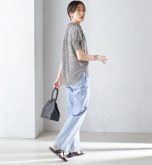 SHIPS for women「〈手洗い可能〉ネック ギャザー プリント ドルマン ブラウス」|シャツ・ブラウス|