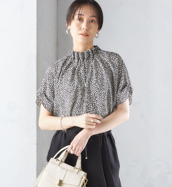 SHIPS for women「〈手洗い可能〉ネック ギャザー プリント ドルマン ブラウス」|シャツ・ブラウス|