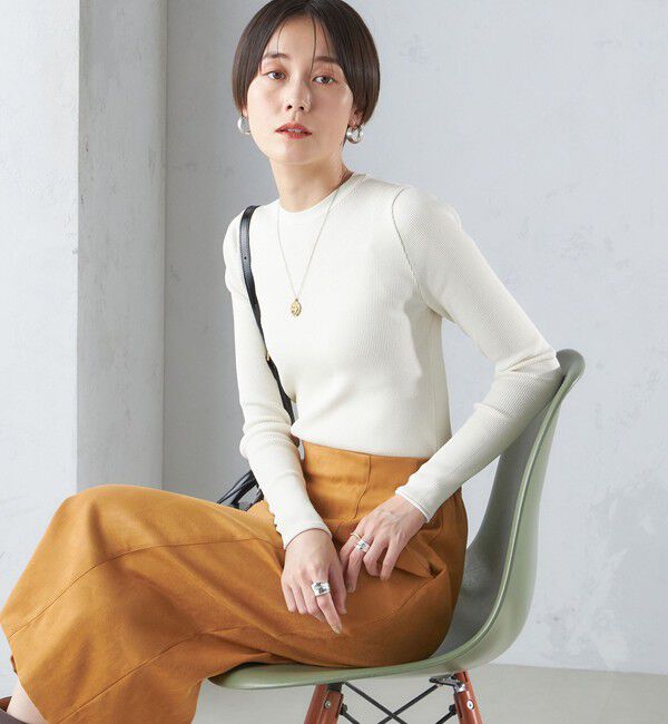 SHIPS for women「〈手洗い可能〉レーヨン ポリ リブ クルーネック プルオーバー」|ニット・セーター|