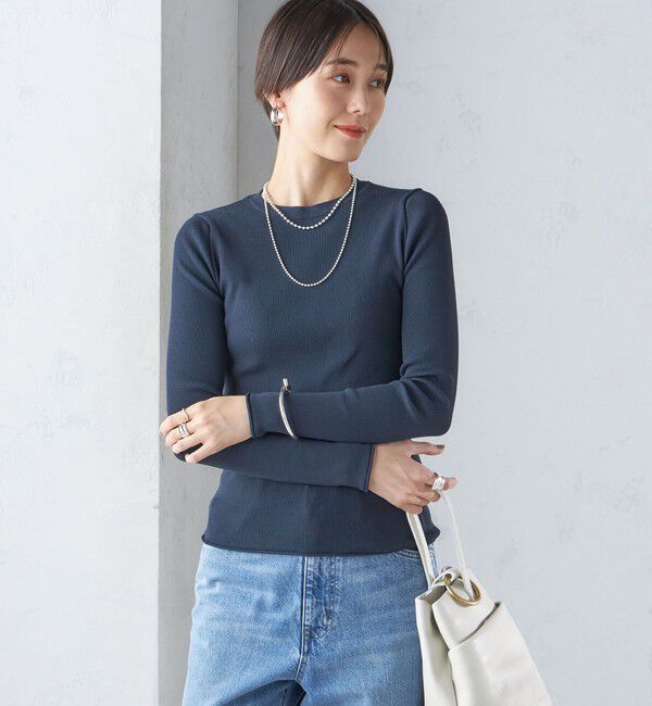 SHIPS for women「〈手洗い可能〉レーヨン ポリ リブ クルーネック プルオーバー」|ニット・セーター|