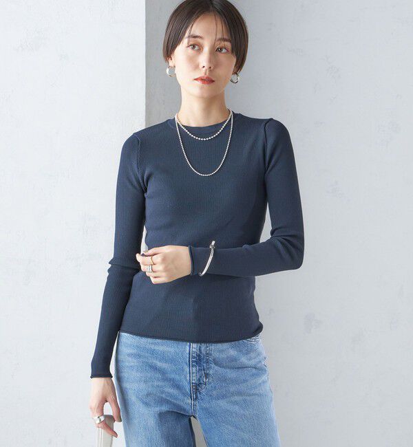 SHIPS for women「〈手洗い可能〉レーヨン ポリ リブ クルーネック プルオーバー」|ニット・セーター|