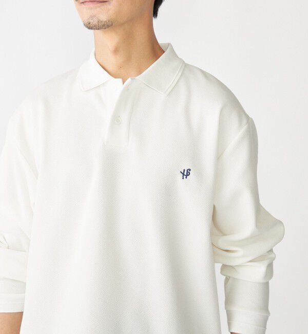 SHIPS「【WEB限定】SHIPS:〈抗菌・防臭〉ワンポイント ロゴ バーズアイ ロングスリーブ ポロシャツ」|ポロシャツ|ホワイト