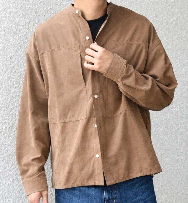 SHIPS any「SHIPS any:〈洗濯機可能〉フェード ピーチスキン バンドカラー シャツ◇」|シャツ・ブラウス|