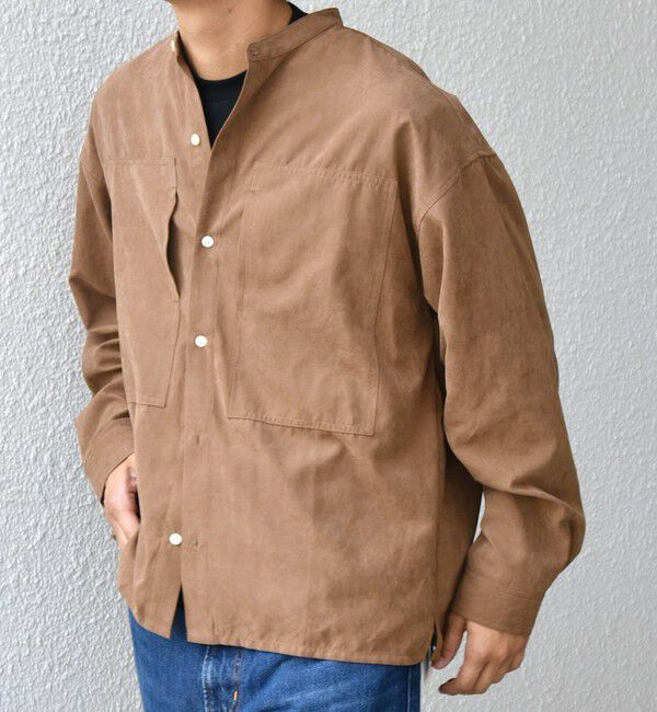 SHIPS any「SHIPS any:〈洗濯機可能〉フェード ピーチスキン バンドカラー シャツ◇」|シャツ・ブラウス|