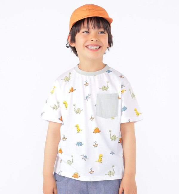 SHIPS KIDS「SHIPS KIDS:100～130cm / 恐竜 テキスタイル 半袖 TEE」|Tシャツ・カットソー|