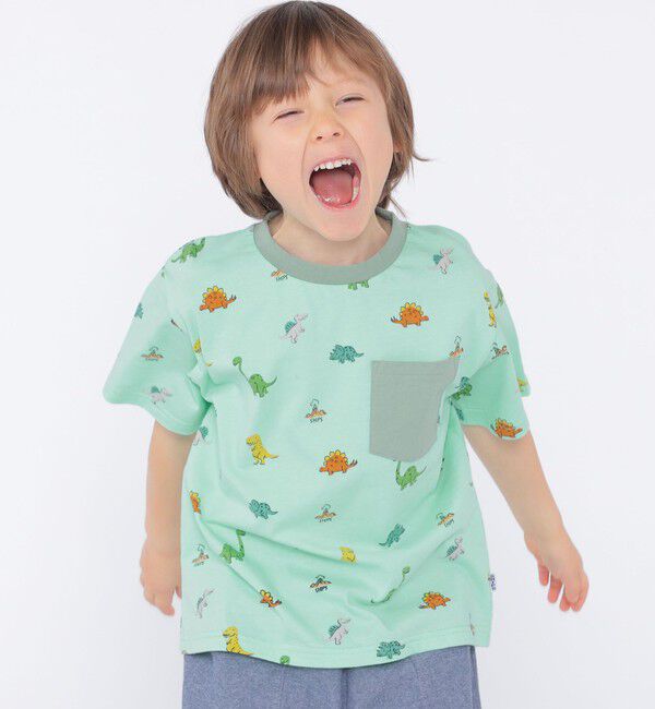SHIPS KIDS「SHIPS KIDS:100～130cm / 恐竜 テキスタイル 半袖 TEE」|Tシャツ・カットソー|