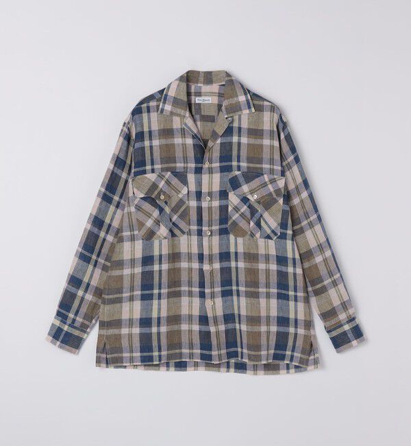 SHIPS「【SHIPS別注】Errico Formicola: オープンカラー マドラスチェック シャツ」|シャツ・ブラウス|ネイビー