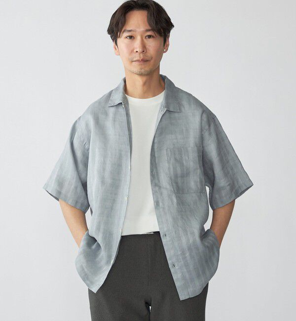 SHIPS「SHIPS: ラミー ドビー ウィークエンド ショートスリーブ シャツ」|シャツ・ブラウス|ライトブルー