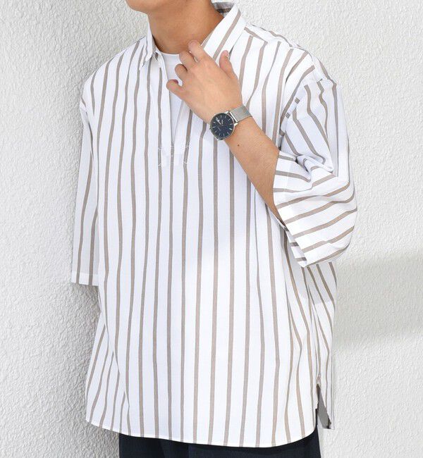 SHIPS any「SHIPS any: ストライプ スモールウェイブ スキッパー プルオーバーシャツ◇」|シャツ・ブラウス|