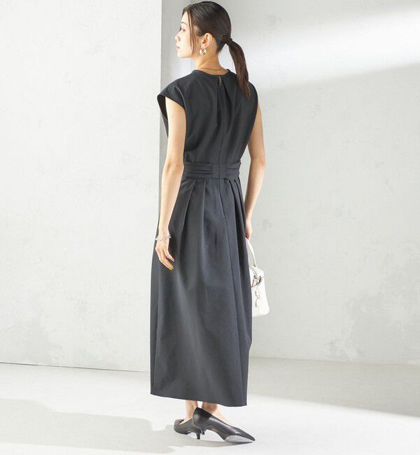 SHIPS for women「〈手洗い可能〉サッカー ストレッチ ドット 無地 フレンチ スリーブ ワンピース」|ワンピース|