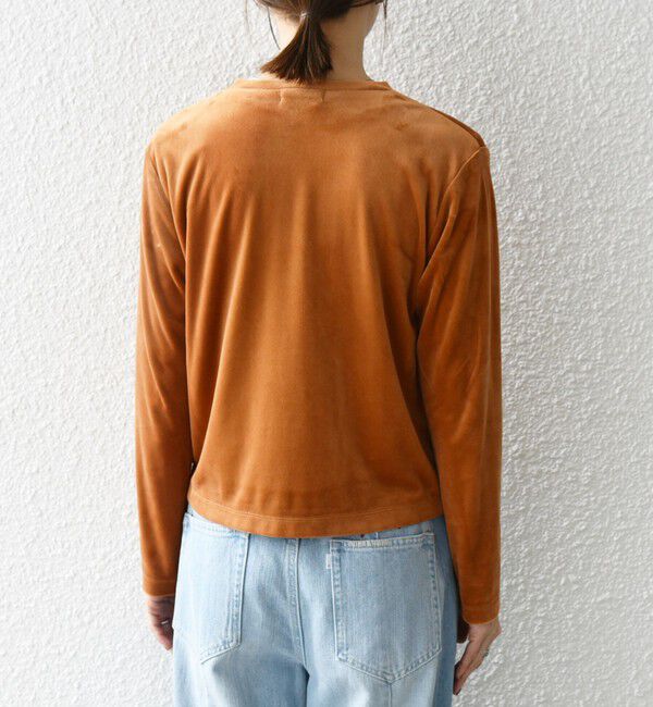 SHIPS any「SHIPS any:〈洗濯機可能〉ポリエステル ベロア コンパクト スナップ カーディガン」|カーディガン|