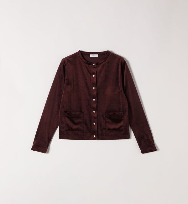 SHIPS any「SHIPS any:〈洗濯機可能〉ポリエステル ベロア コンパクト スナップ カーディガン」|カーディガン|