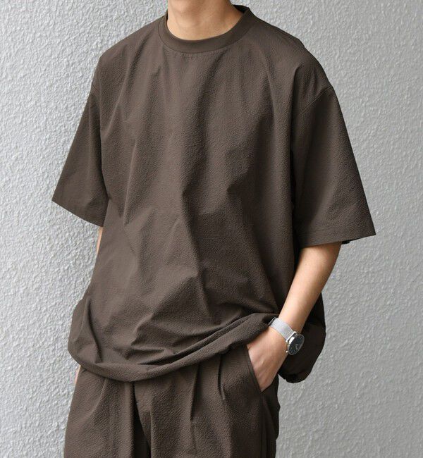 SHIPS any「SHIPS any:〈撥水/軽量/ストレッチ〉SOLOTEX(R) シアサッカー スピンドル Tシャツ(セットアップ対応)25SS◇」|Tシャツ・カットソー|