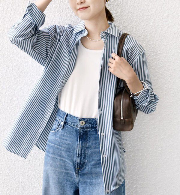 SHIPS for women「【WEB限定】〈手洗い可能〉ストライプ 2WAY リボン シャツ」|シャツ・ブラウス|