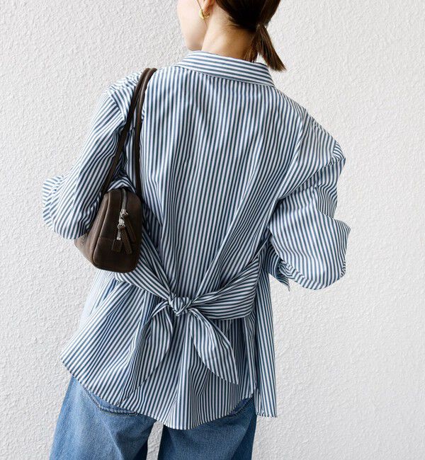 SHIPS for women「【WEB限定】〈手洗い可能〉ストライプ 2WAY リボン シャツ」|シャツ・ブラウス|