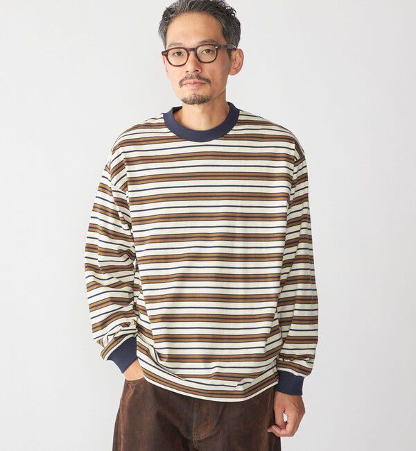 SHIPS「【SHIPS別注】AIRTOWNE: マルチ ボーダー ロングスリーブ Tシャツ」|Tシャツ・カットソー|