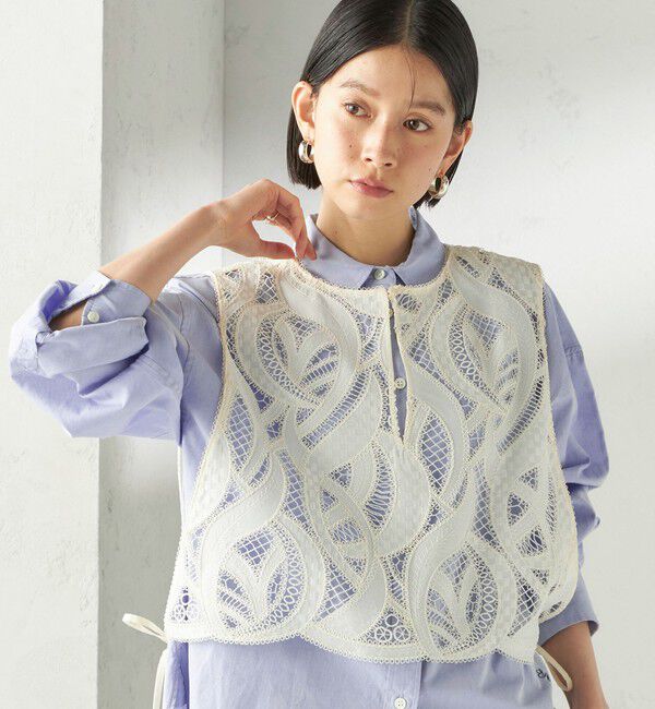 SHIPS for women「〈手洗い可能〉刺繍 スカラップ レース ノースリーブ プルオーバー」|ベスト・ジレ|