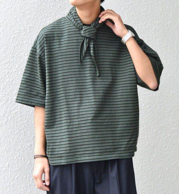 SHIPS any「SHIPS any:〈洗濯機可能〉マリンテイスト ボーダー リラックス Tシャツ(スカーフ付き)◇」|Tシャツ・カットソー|