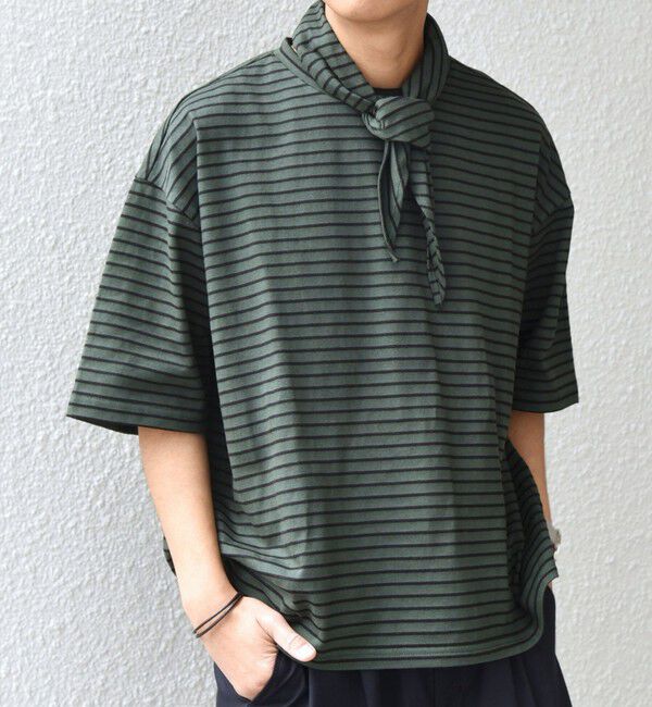 SHIPS any「SHIPS any:〈洗濯機可能〉マリンテイスト ボーダー リラックス Tシャツ(スカーフ付き)◇」|Tシャツ・カットソー|