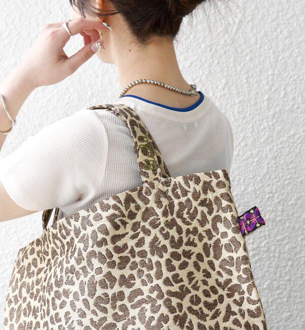 SHIPS any「《予約》BINDU: A4 レオパード ジャカード トート バッグ」|トートバッグ|ゴールド