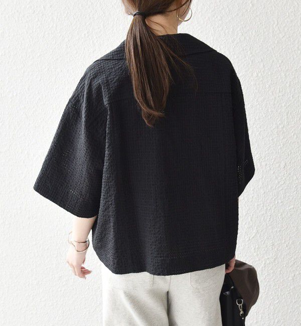 SHIPS any「《予約》SHIPS any:〈手洗い可能〉サッカー リボン 開襟シャツ 羽織り」|シャツ・ブラウス|